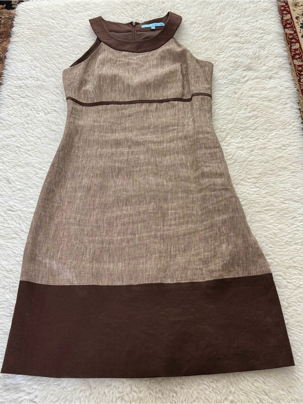 Antonio Melani Brown Two-Tone Sleeveless/Halter Shift Dress size 4